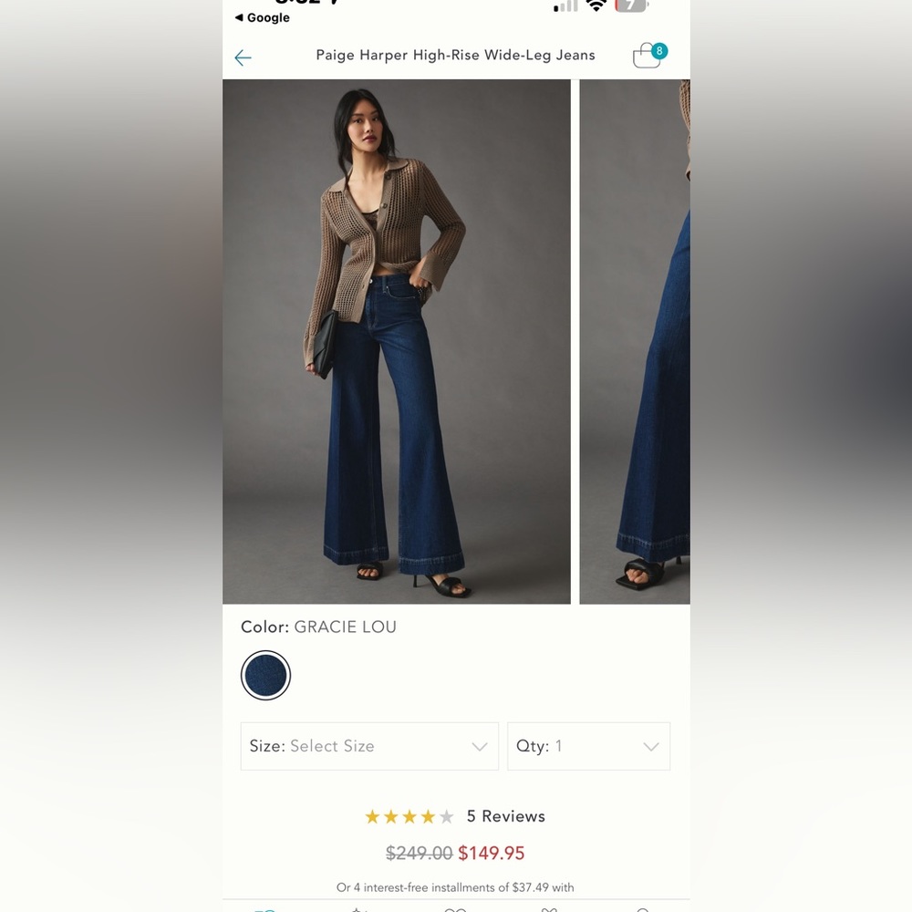 Anthropologie Paige Harper Wide Leg Denim Jeans Size 26